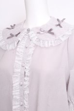 画像3: axes femme kawaii / プチリボン半袖ブラウス  グレー S-26-09-09-022-AX-BL-HR-ZS (3)