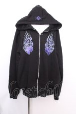 画像1: REFLEM / 鬼火刺繍ZIPパーカー  黒ｘブルー S-26-09-12-044-PU-TO-AS-ZS (1)
