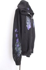 画像2: REFLEM / 鬼火刺繍ZIPパーカー  黒ｘブルー S-26-09-12-044-PU-TO-AS-ZS (2)