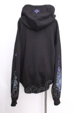 画像4: REFLEM / 鬼火刺繍ZIPパーカー  黒ｘブルー S-26-09-12-044-PU-TO-AS-ZS (4)