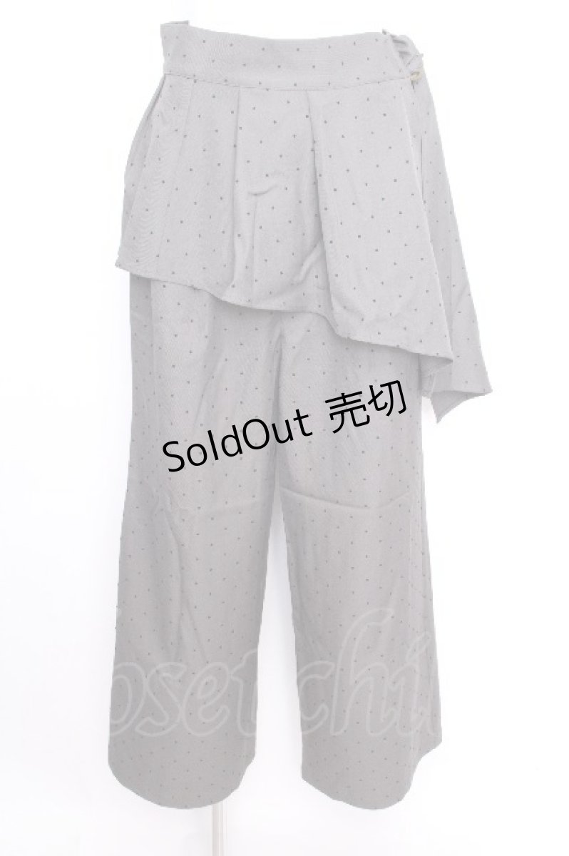 画像1: axes femme / ペプラム風ベルト付パンツ  グレーｘ黒 S-26-09-12-057-AX-PA-AS-ZS (1)