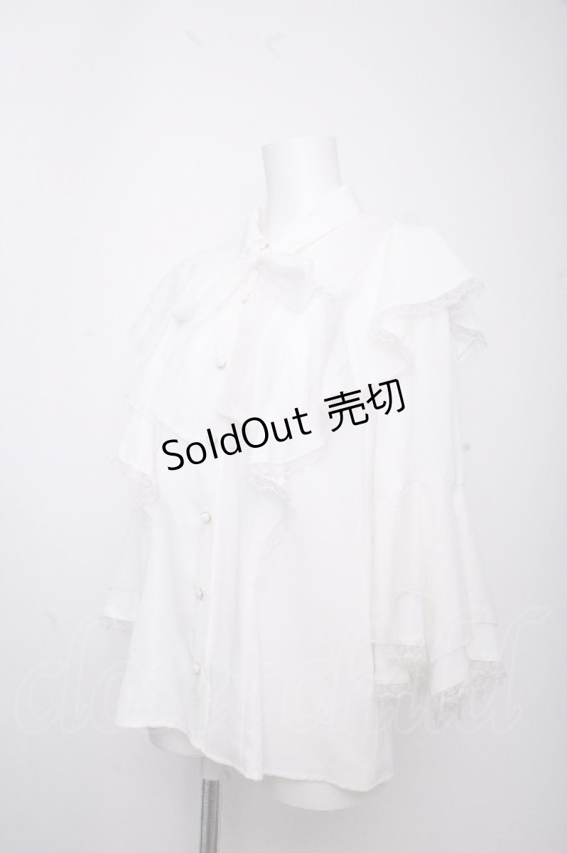画像2: axes femme / ドットチュールリボン姫袖ブラウス  白 S-26-09-14-012-AX-BL-HR-ZS (2)