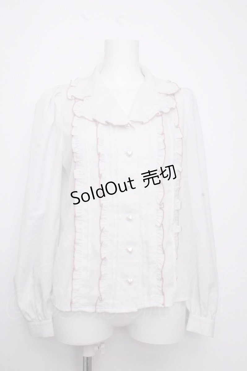 画像1: Ank Rouge / ハートボタンフリルピンタックブラウス  グレー S-26-09-14-014-CA-BL-HR-ZS (1)