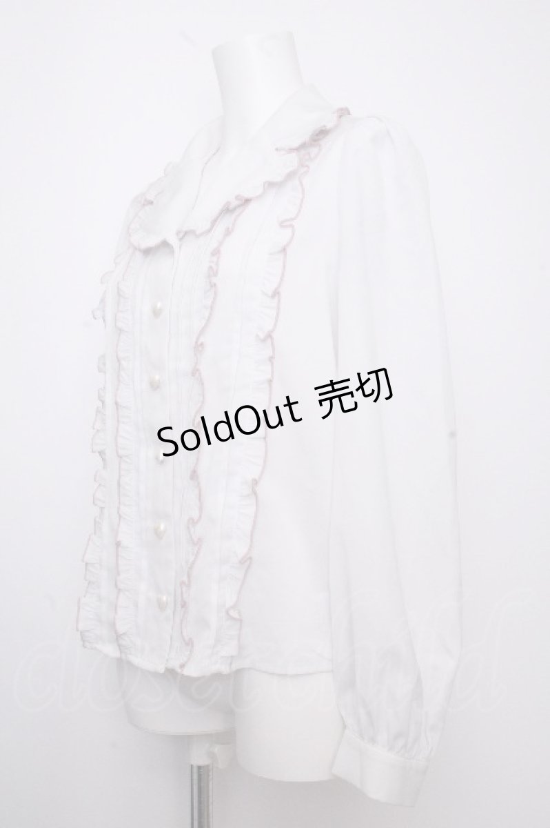 画像2: Ank Rouge / ハートボタンフリルピンタックブラウス  グレー S-26-09-14-014-CA-BL-HR-ZS (2)