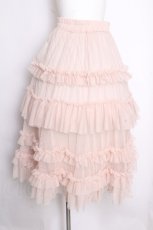 画像1: axes femme / フリルチュールティアードスカート  ピンク S-26-09-15-052-AX-SK-HR-ZS (1)