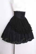 画像2: BPN / シフォンエプロン風フリルスカート  黒 S-26-09-15-060-GO-SK-HR-ZS (2)