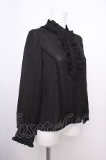 画像3: axes femme / カメオループタイ付フリルブラウス  黒 S-26-09-16-027-AX-BL-HR-ZS (3)