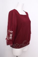 画像3: axes femme / コスモス刺繍ボリューム袖プルオーバー  ワイン S-26-09-16-018-AX-TO-HR-ZS (3)
