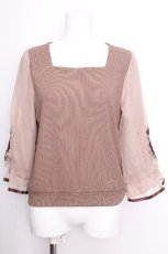画像1: axes femme / コスモス刺繍ボリューム袖プルオーバー  ブラウン S-26-09-16-019-AX-TO-HR-ZS (1)