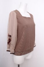 画像3: axes femme / コスモス刺繍ボリューム袖プルオーバー  ブラウン S-26-09-16-019-AX-TO-HR-ZS (3)