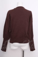 画像2: axes femme / ロゴ刺繍ボリューム袖ニット  ブラウン S-26-09-16-022-AX-TO-HR-ZS (2)
