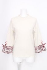 画像1: axes femme / 苺チュールレース七分袖プルオーバー  キナリ S-26-09-17-005-AX-TO-HR-ZS (1)