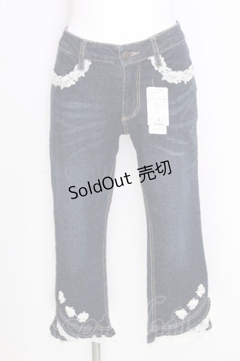 画像1: axes femme / ローズレースデニムパンツ  青 S-26-09-17-058-AX-PA-AS-ZS (1)
