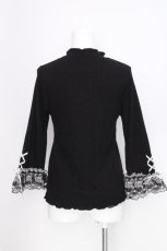 画像2: axes femme / 苺チュールレース七分袖プルオーバー  黒 S-26-09-17-020-AX-TO-HR-ZS (2)