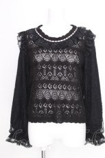 画像1: axes femme / レース編みニット  黒 S-26-09-17-021-AX-TO-HR-ZS (1)