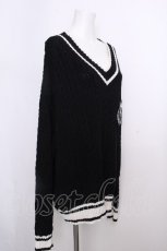画像3: TRAVAS TOKYO / エンブレムリブニット  黒ｘ白 S-26-09-18-038-PU-TO-HR-ZS (3)