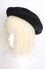 画像1: axes femme / ローズ刺繍ベレー  黒 S-26-09-18-007-AX-AC-HR-ZS (1)