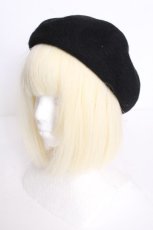 画像1: m petit by misako / 刺繍入りバスクベレー  黒 S-26-09-18-009-LO-AC-HR-ZS (1)