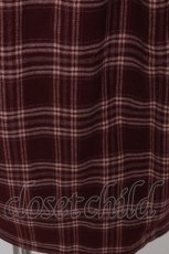 画像5: F&A / 細レースアップチェックタイトスカート  ワイン S-26-09-18-060-CA-SK-AS-ZS (5)