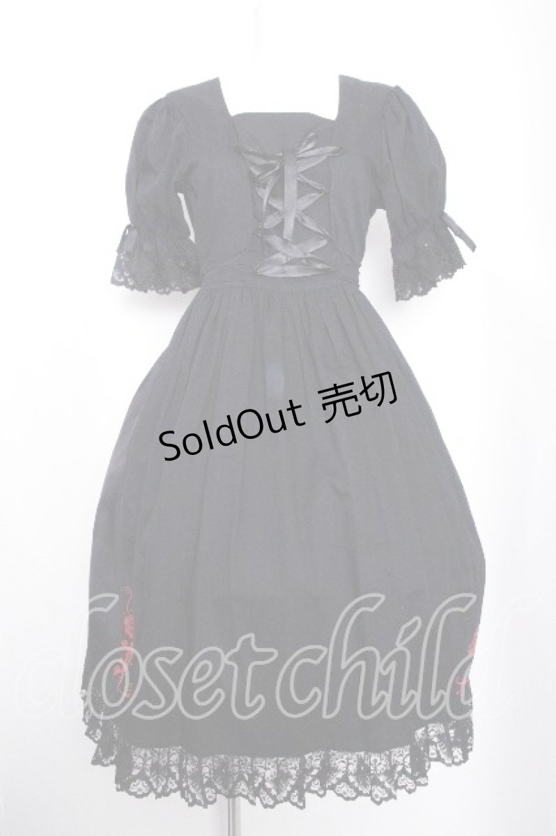 画像1: metamorphose / 持ってけ泥棒♪セット　薔薇プリントワンピース  黒 S-26-09-21-054-ME-OP-AS-ZS (1)
