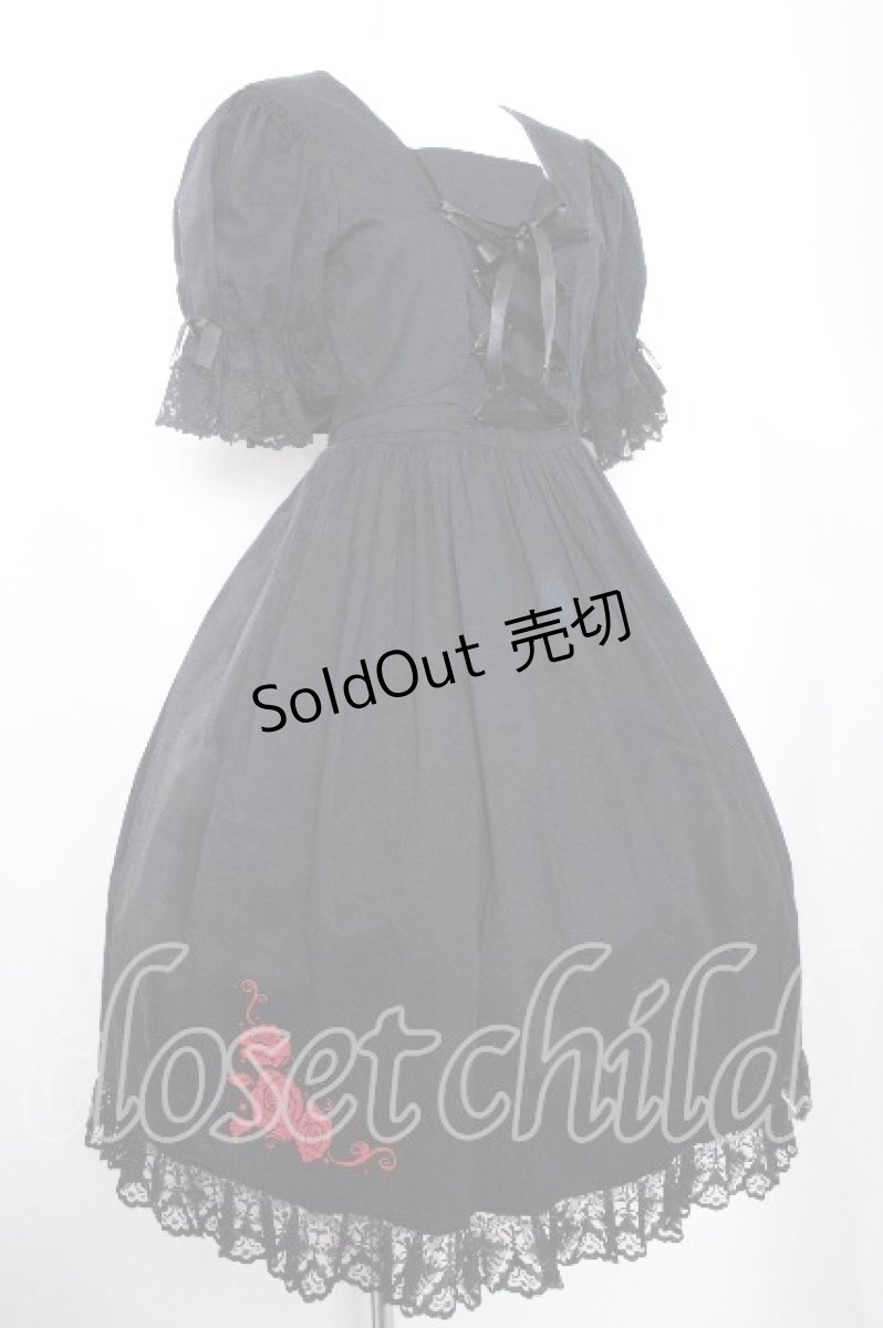 画像2: metamorphose / 持ってけ泥棒♪セット　薔薇プリントワンピース  黒 S-26-09-21-054-ME-OP-AS-ZS (2)
