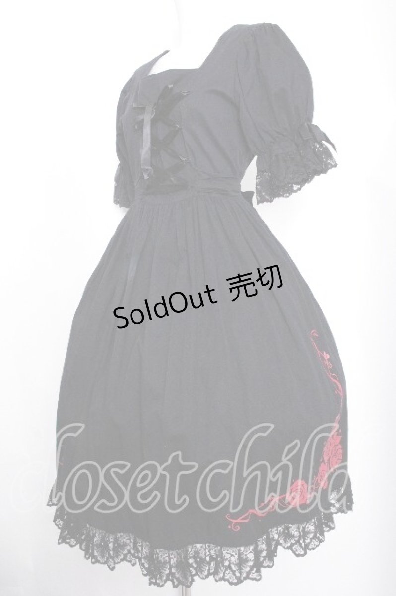 画像3: metamorphose / 持ってけ泥棒♪セット　薔薇プリントワンピース  黒 S-26-09-21-054-ME-OP-AS-ZS (3)