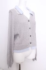 画像2: axes femme / バイカラーニットポロカーディガン  グレーｘサックス S-26-09-21-020-AX-TO-HR-ZS (2)