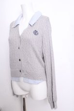画像3: axes femme / バイカラーニットポロカーディガン  グレーｘサックス S-26-09-21-020-AX-TO-HR-ZS (3)