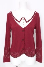 画像1: axes femme / ブローチ付きレイヤードプルオーバー  ワイン S-26-09-23-023-AX-TO-AS-ZS (1)