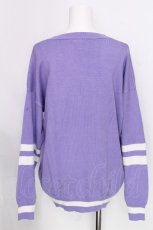 画像2: NieR Clothing / バイカラーニットカーディガン  ラベンダーｘ白 S-26-09-23-024-PU-TO-HR-ZS (2)