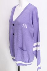 画像3: NieR Clothing / バイカラーニットカーディガン  ラベンダーｘ白 S-26-09-23-024-PU-TO-HR-ZS (3)