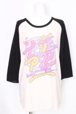 画像1: LISTEN FLAVOR / ネオンロゴプリントラグランカットソー  黒ｘ白 S-26-09-23-026-PU-TS-HR-ZS (1)