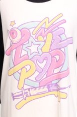 画像3: LISTEN FLAVOR / ネオンロゴプリントラグランカットソー  黒ｘ白 S-26-09-23-026-PU-TS-HR-ZS (3)