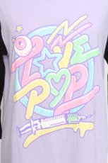 画像3: LISTEN FLAVOR / ネオンロゴプリントラグランカットソー  黒ｘラベンダー S-26-09-23-027-PU-TS-HR-ZS (3)