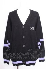 画像1: NieR Clothing / バイカラーニットカーディガン  黒ｘラベンダー S-26-09-23-028-PU-TO-HR-ZS (1)