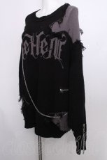 画像3: REFLEM / チェーン付きダメージニットプルオーバー  黒ｘ白 S-26-09-25-033-PU-TO-AS-ZS (3)