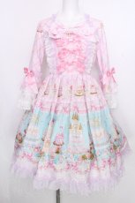 画像1: BABY,THE STARS SHINE BRIGHT / Princess Entremets A Dream in a Sweet Castle柄ワンピース  ピンク S-26-09-25-044-BA-ZA-HR-ZS (1)