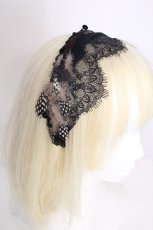 画像2: LOLITA / レースカチューシャ  ネイビー S-26-09-25-1024-LO-AC-HR-ZS (2)