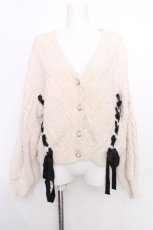 画像1: axes femme POETIQUE / レースアップベロアモールカーディガン  アイボリー S-26-09-25-020-AX-TO-HR-ZS (1)