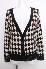 画像1: PEACE NOW / アーガイルカーディガン  黒ｘオフ S-26-09-25-024-PU-TO-AS-ZS (1)