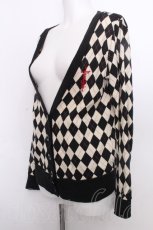 画像3: PEACE NOW / アーガイルカーディガン  黒ｘオフ S-26-09-25-024-PU-TO-AS-ZS (3)