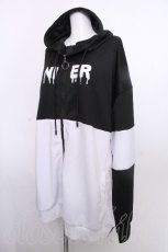 画像3: NieR Clothing / バイカラーZIPパーカー  黒ｘ白 S-26-09-25-029-PU-TO-HR-ZS (3)