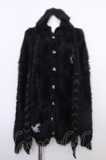 画像1: NieR Clothing / LONG RABBIT EARSシャギーニットカーディガン【NIER BUTTON】  黒 S-26-09-25-031-PU-TO-HR-ZS (1)