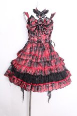画像1: LOLITA / チェックティアードワンピース  赤ｘ黒 S-26-09-27-029-LO-OP-AS-ZS (1)
