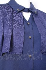 画像4: axes femme / ジャカード×プリーツブラウス  紺 S-26-09-27-004-AX-BL-HR-ZS (4)