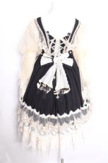 画像3: Bramblerose / 袖レースティアードワンピース  黒ｘオフ S-26-09-27-036-LO-OP-AS-ZS (3)