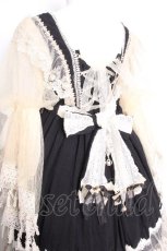 画像4: Bramblerose / 袖レースティアードワンピース  黒ｘオフ S-26-09-27-036-LO-OP-AS-ZS (4)