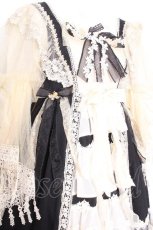 画像5: Bramblerose / 袖レースティアードワンピース  黒ｘオフ S-26-09-27-036-LO-OP-AS-ZS (5)