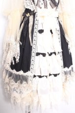 画像7: Bramblerose / 袖レースティアードワンピース  黒ｘオフ S-26-09-27-036-LO-OP-AS-ZS (7)