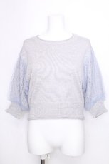 画像1: axes femme POETIQUE / 袖チュール切替ラメニットプルオーバー  グレー S-26-09-27-1001-AX-TO-HR-ZS (1)